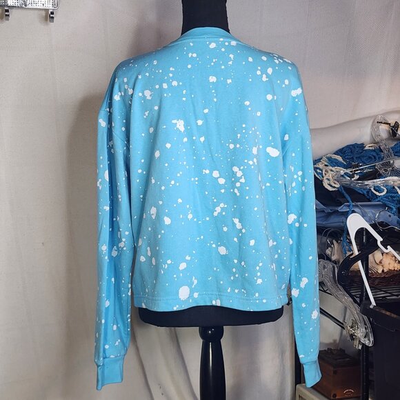 Nickelodeon Spongebob Blue White Snow Splatter Fleece Lined Crop Sweatshirt XXL - Picture 13 of 16